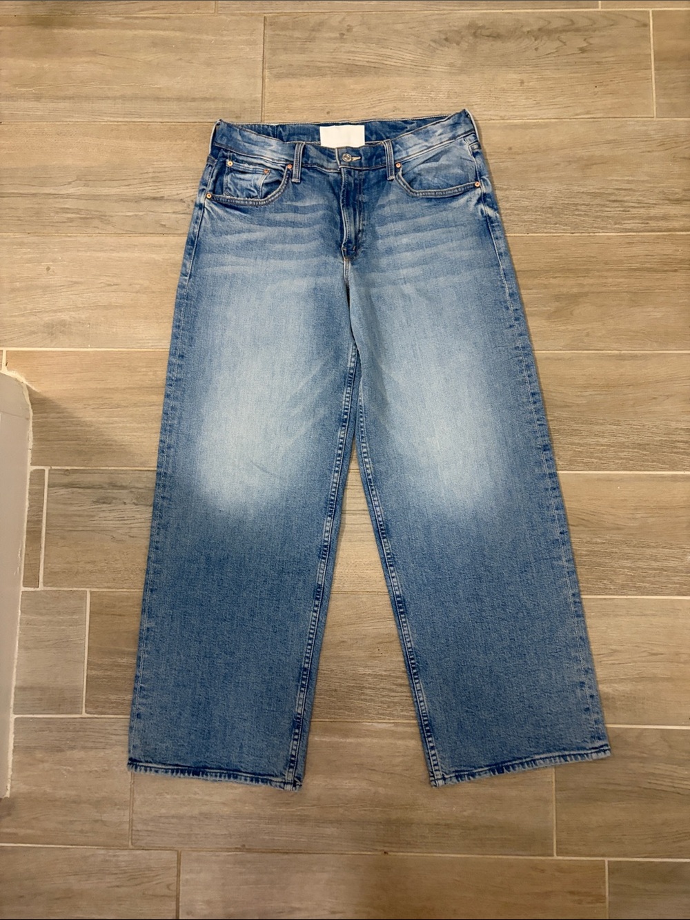 MOTHER Denim Wide-Leg Jeans in Faded Blue